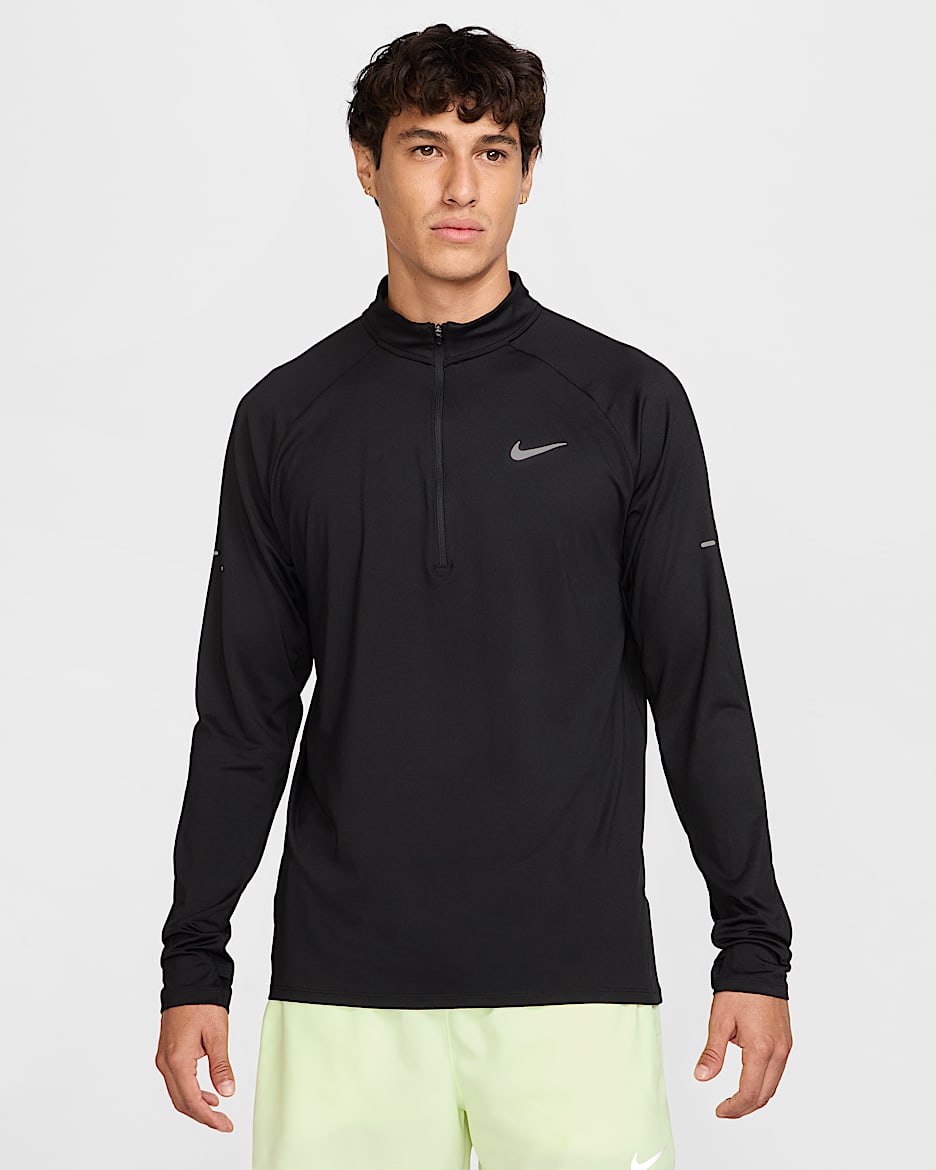 Nike Stride Men s Dri FIT 1 4 Zip Running Top Black Polyester Elastane